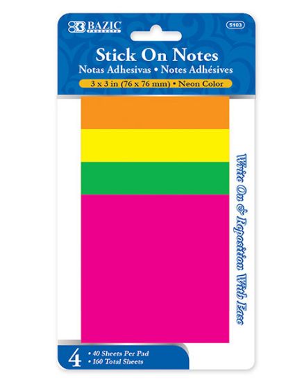 Picture of Bazic Stick On Notes 4 Pk