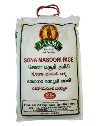 Picture of Laxmi Sona Masoori Rice 20 Lbs