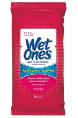 Picture of Wet Ones Fresh Scent Antibacterial Hand Wipes 20 Pc