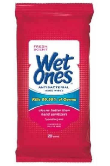 Picture of Wet Ones Fresh Scent Antibacterial Hand Wipes 20 Pc