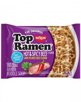 Picture of Nissin Top Ramen Hot & Spicy Beef 3 Oz