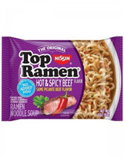 Picture of Nissin Top Ramen Hot & Spicy Beef 3 Oz
