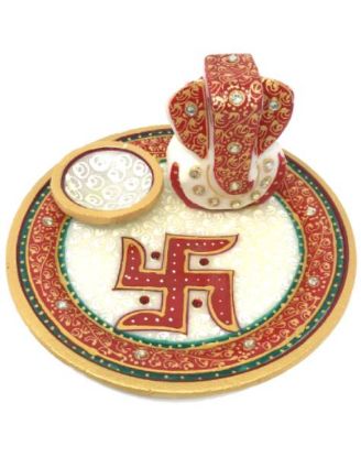 Picture of Made In India Marble Ganesh Vati Tray Small 1 Pc