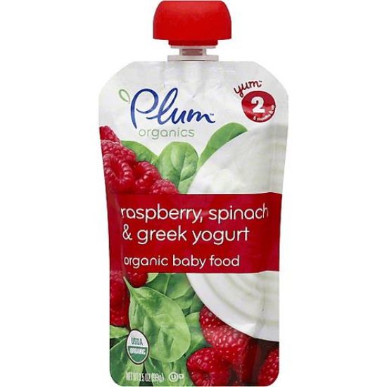 Picture of Plum Organics Raspberry Spinach & Greek Yogurt Organic Bbay Food 6months & Up 3.5 Z