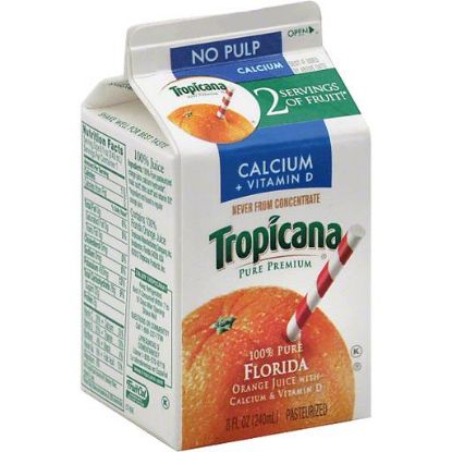 Picture of Tropicana Pure Premium No Pulp Calcium + Vitamin D Orange Juice 8 Oz