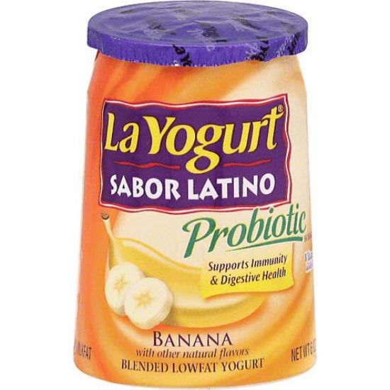 Picture of La Yogurt Probiotic Banana Blended Lowfat Yogurt Sabor Latino 6 Oz