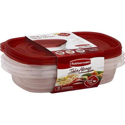 Picture of Rubbermaid Take Alongs Containers + Lids Divided Rectangles 3 Pc