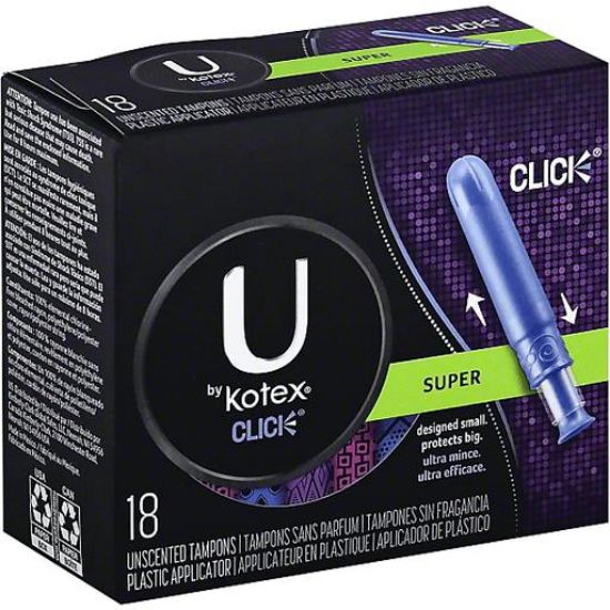 Picture of Kotex Click Tampons Plastic Applicator Super Unscented 18 Ct