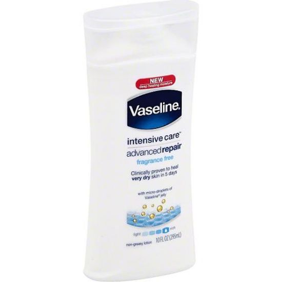 Picture of Vaseline Intensive Care Lotion Non-greasy Advanced Repair Fragrance Free 10 Oz