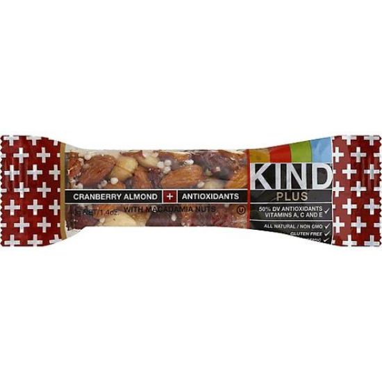 Picture of Kind Plus Bar Cranberry Almond + Antioxidants With Macadamia Nuts 1.4 Oz
