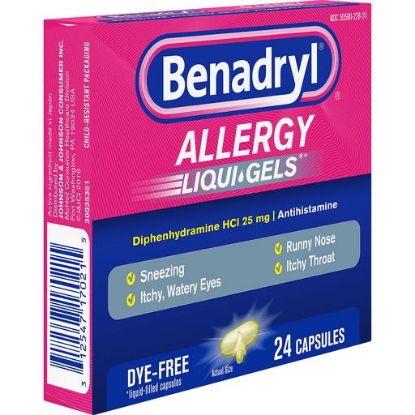 Picture of Benadryl Allergy Non Anti Itch Capsules 24 Ct