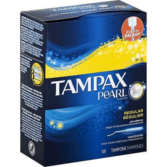 Picture of Tampax Pearl Tampons Regular Absorbency Unscented 18 Ct