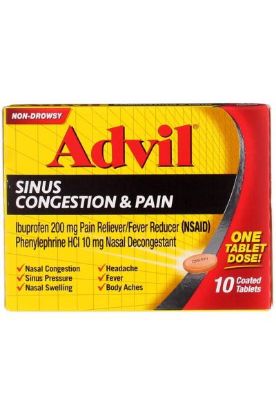 Picture of Advil Sinus Congestion & Pain Non-drowsy Coated Tablets 10 Ct