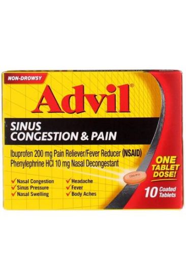 Picture of Advil Sinus Congestion & Pain Non-drowsy Coated Tablets 10 Ct