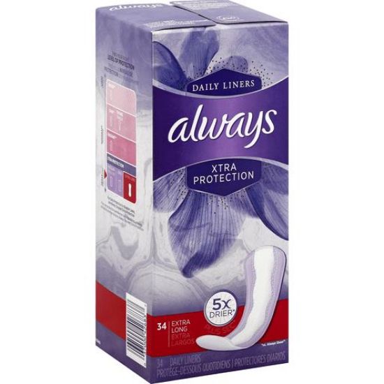 Picture of Always Xtra Protection Liners Daily Extra Long 34 Ct
