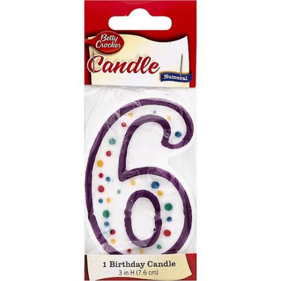 Picture of Betty Crocker Birthday Candle Numeral 6 1 Ct