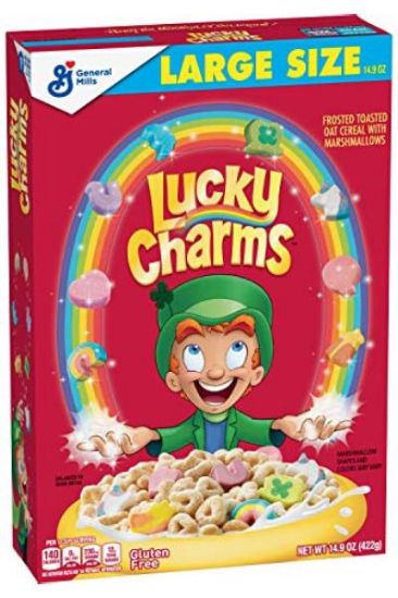Picture of Lucky Charms Oat Cereal With Marshmallows Gluten Free Frosted Toasted Large Size 14.9 Oz
