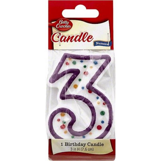 Picture of Betty Crocker Birthday Candle Numeral 3 1 Ct