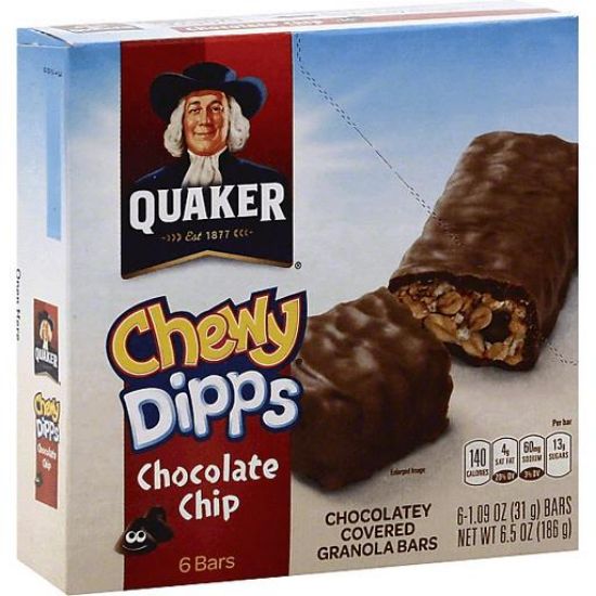 Picture of Quaker Chewy Dipps Granola Bars Chocolate Chip Chocolatey Covered 6.3 Oz