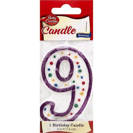Picture of Betty Crocker Birthday Candle Numeral 9 1 Ct