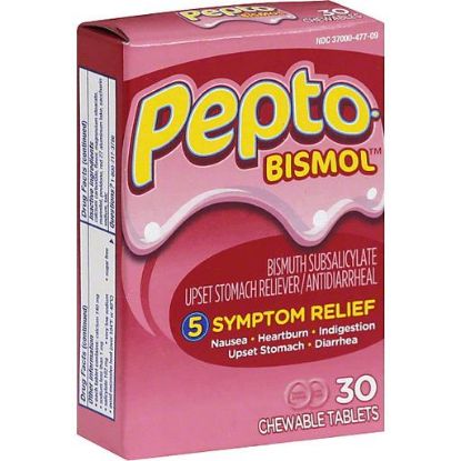 Picture of Pepto Bismol Upset Stomach Reliever/antidiarrheal Chewable Tablets 30 Ct