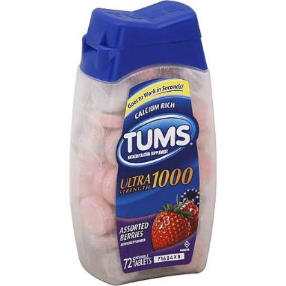 Picture of Tums Antacid Ultra Strength 1000 Assorted Berries Chewable Tablets 72 Ct