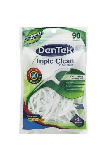 Picture of Dentek Floss Pick Triple Clean 90 Ct