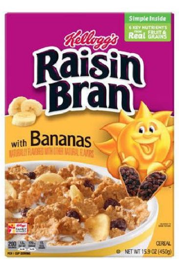 Picture of Kellogg/'s Raisin Bran With Banana Cereal 450 Grams