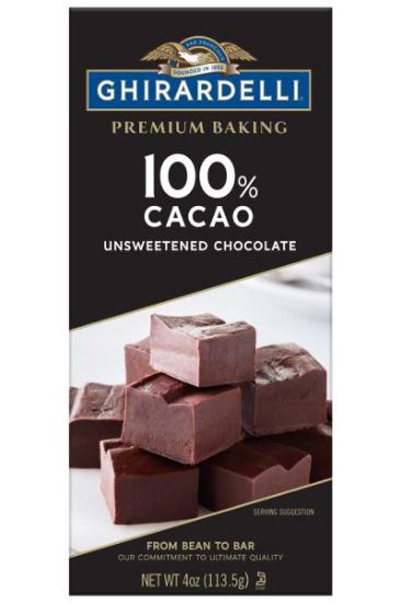 Picture of Ghiradelli 100% Cacao Unsweetened Chocolate 4 Oz