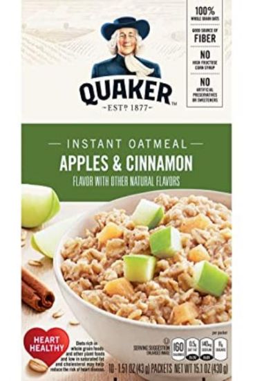 Picture of Quaker Instant Oatmeal Apples & Cinnamon 15.1 Oz