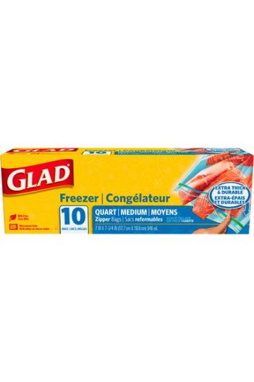 Picture of Glad Freezer Quart Zipper Bag 10 Bag
