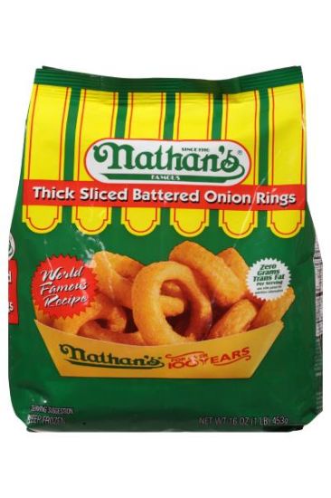 Picture of Mathans Thick Sliced Battered Onion Rings 16 Oz