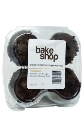 Picture of The Bake Shop Double Chocolate Chip Muffins 4 Pk