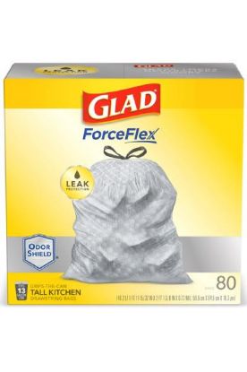 Picture of Glad Forceflex Tall Kitchen Drawstring Bag 13 Gallon 80 Bags