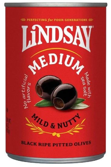 Picture of Lindsay Medium Black Ripe Pitted Olives 4 Oz