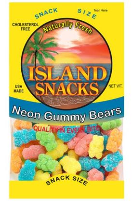 Picture of Island Snacks Neon Gummy Bears 3.5 Oz