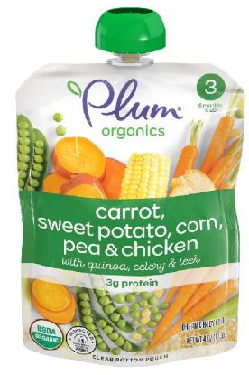 Picture of Plum Organics Carrot Sweet Potato Corn Pea Chicken Stage 3 4 Oz