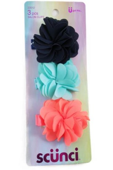 Picture of Scunci Chiffon Flowers Salon Clips 3 Pc