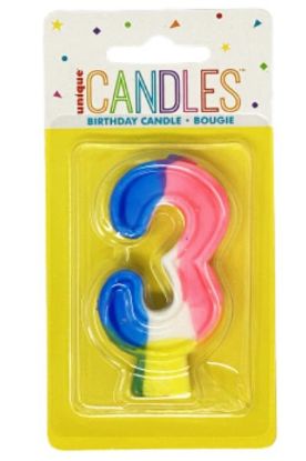 Picture of Unique No.3 Birthday Candle 1 Pc