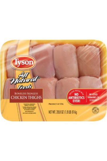 Picture of Tyson Boneless Skinless Chicken Thighs 1 Lbs