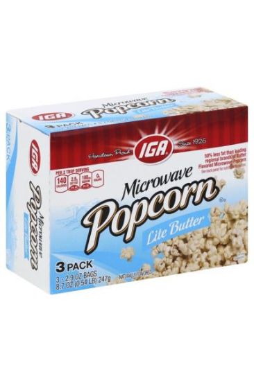 Picture of Iga Popcorn Lite Butter 8.70 Oz