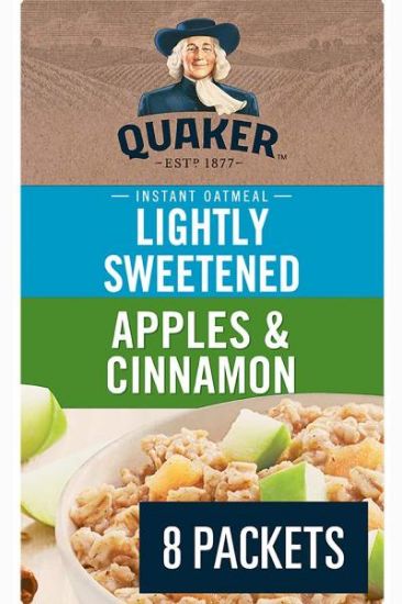Picture of Quaker Instant Oatmeal Lightly Sweetened Apples & Cinnamon 232 Grams