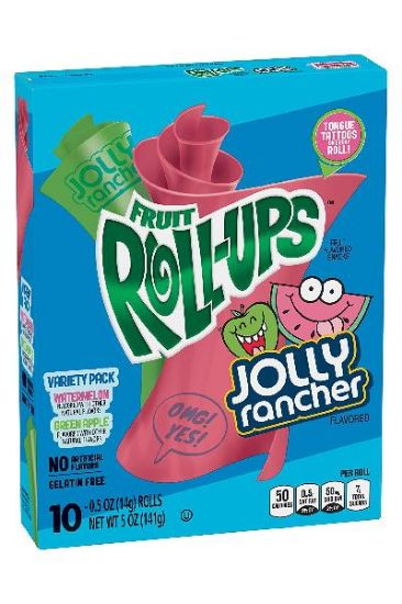 Picture of Jolly Rancher Fruit Roll Ups Fruit Snacks Variety Pack 10 Ct 141 Grams