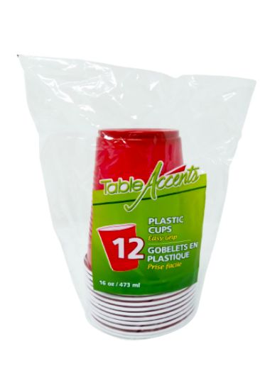 Picture of Table Accents Red Plastic Cups 12 Ct 16 Oz