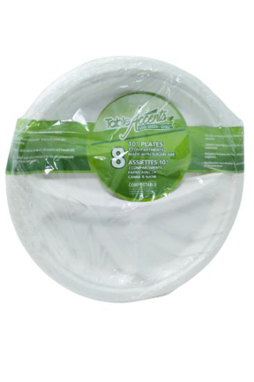 Picture of Table Accents 3 Compartment Compostable Paper Plates 8 Inch