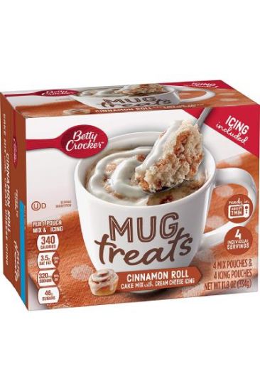 Picture of Betty Crocker Mug Treats Cinnamon Roll Cake Mix Icing Included 334 Grams