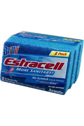 Picture of Brillo Estracell No Scratch Wedgeedge Scrub Sponge 3 Ct