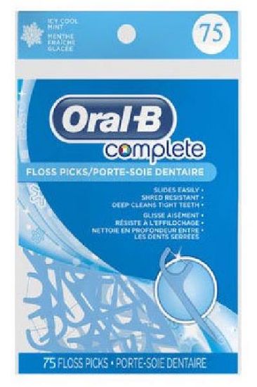 Picture of Oral B Complete Icy Cool Mint Picks 75 Ct