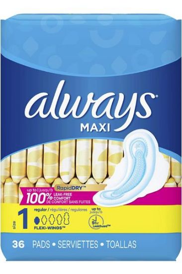 Picture of Always Maxi Pads Regular Unscent Size 1  24 Ct