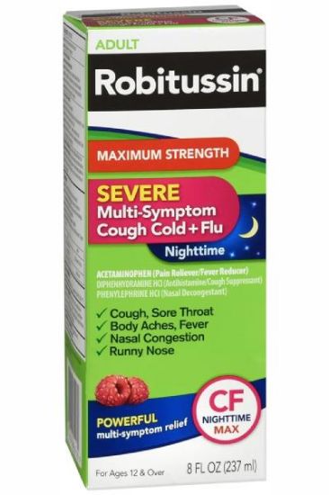 Picture of Robitussin Severe Multi Symptom Cough Cold & Flu Nighttime 4 Oz
